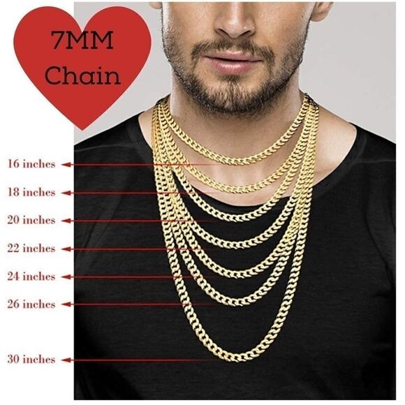 Men’s 18k Gold over 925 Cuban Chain Necklace - Picture 1 of 5